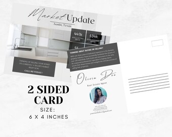 Real Estate Market Update Postcard Template: Realtor Marketing (Digital Product)