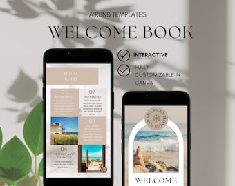 Airbnb Welcome Book Canva Template: Modern Cottage & Beach House (Digital)