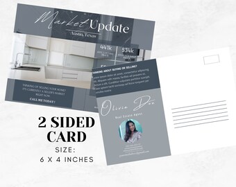 Real Estate Market Update Postcard Template: Blue Realtor Design (Digital Download)