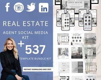 Realtor Social Media Templates: Instagram Posts, Stories, Highlight Icons (Digital Download)