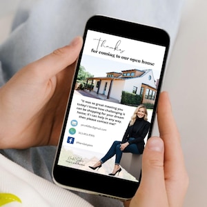 Casa abierta textable de bienes raíces Gracias Agente de bienes raíces Listado de cartas de seguimiento Generador de clientes potenciales Plantilla Canva Descarga instantánea Casa abierta