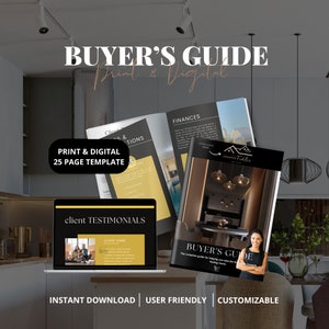 Guía para compradores de viviendas de bienes raíces Plantilla impresa y digital de marketing inmobiliario Proceso de compra de viviendas Hoja de ruta del comprador Plantilla Canva Instant Canva