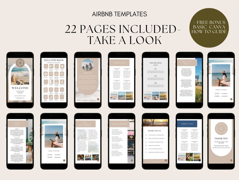 Beach House Airbnb Welcome Book Template: Interactive Canva Guide ...