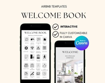 Airbnb Welcome Book Template: Interactive Vacation Rental Guide (Canva)