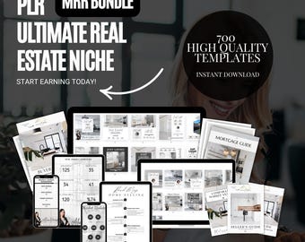 Real Estate Marketing Templates Bundle: PLR MRR, Canva Guide (Digital Product)