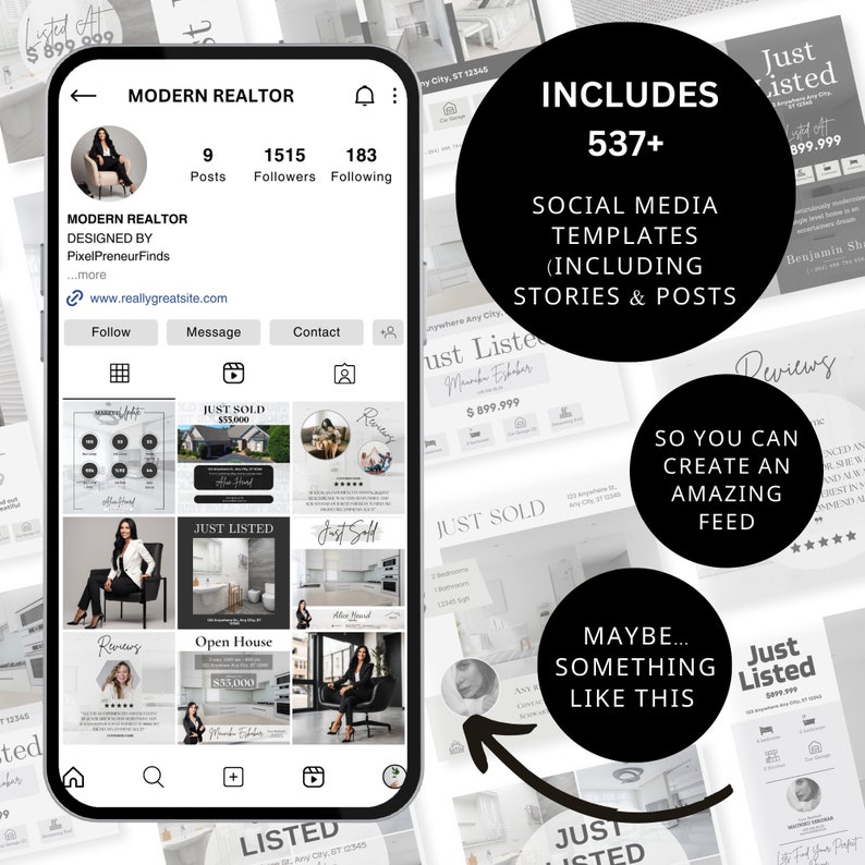Real Estate Social Media Templates: Realtor Instagram Posts & Story ...