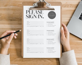 Realtor Open House Sign In Sheet: Editable Canva Template (Digital Download)