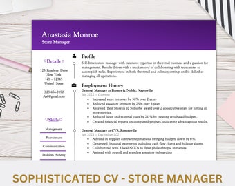 Plantilla de CV Ejecutivo, Nueva Plantilla de CV, CV Minimalista, Diseño de CV Profesional, Palabra de Descarga Instantánea, Gerente, Marketing, 1-3 Página
