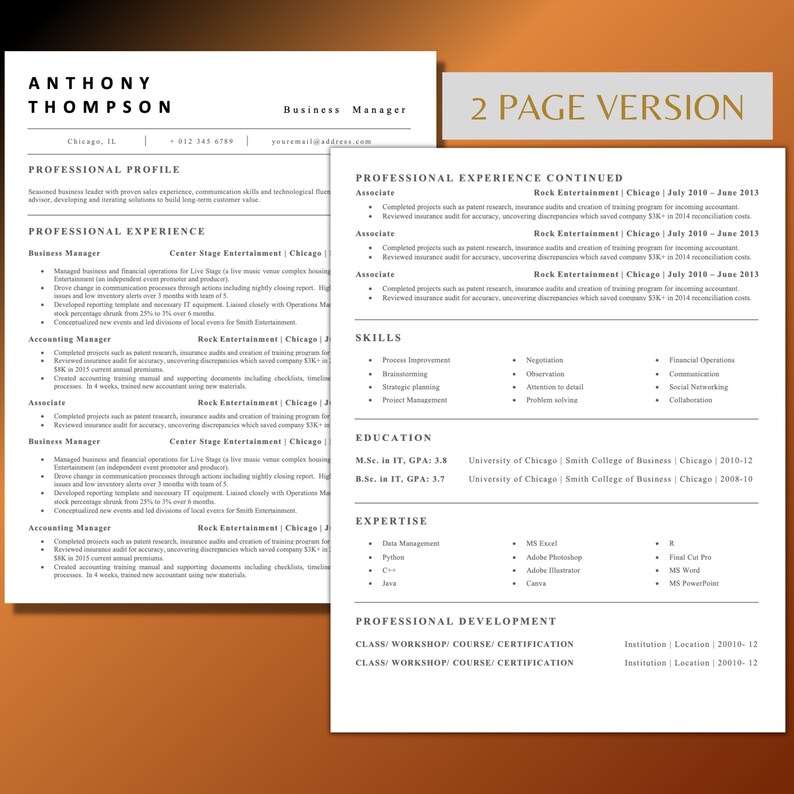 ATS Friendly Resume Template for Microsoft Word | Cover Letter and ...