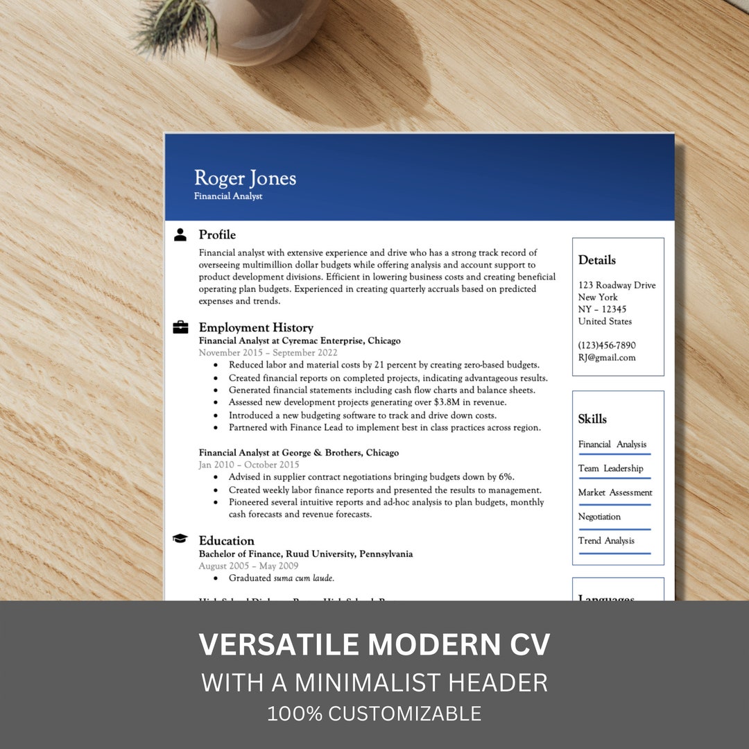 Executive Resume Template | New CV Template | Minimalist CV ...