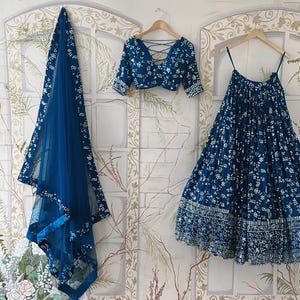 Teal Blue Designer Lehenga Choli for Women Indian Wedding Dress South Asian Outfits