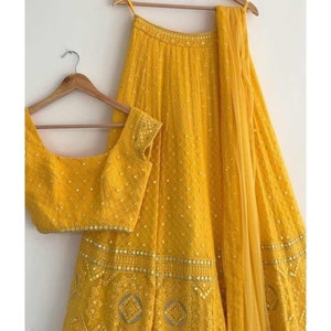 Yellow Ready To Wear Lehenga Choli For Women Party Wear Wedding Lehenga Indian Wedding Outfits