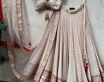 Blush Pink Indian Lehenga Choli with Dupatta Embroidered Bridal Partywear Outfit
