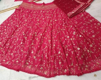 Pink Lehenga Choli: Zari & Dori Embroidery Work with Soft Net Dupatta, Indian Wedding Wear