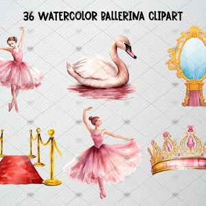 Watercolor Ballerina Clipart Set of 36 PNG Files, Ballet Clipart, Tutu ...