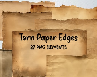 Zerrissene Kante Papier Texturen: 27 Antike PNG Clipart (Kommerzielle Lizenz)