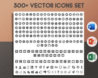 Resume Icon Set, 300+ Recolorable and Resizable Icons For Word, PowerPoint, Excel - Instant Download Icon Set for Business and Social Media