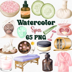 Aquarelle spa clipart, soins personnels PNG, journée de spa PNG, beauté et bien-être, clipart relaxant, aromathérapie PNG, sauna Png, 66 fichiers peints à la main