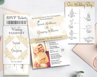 Passport Wedding Invitation, Passport Wedding Invitation Template, Destination Wedding Invitation, Travel Wedding Invitation, Passport Set