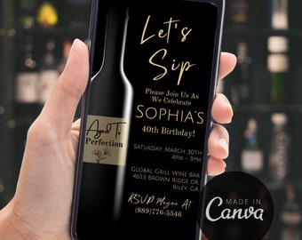 Digital Wine Birthday Invite, Wine Birthday Party Invitation, Wine Tasting Invite, Wine Party Invitation, Aged To Perfection Invitation