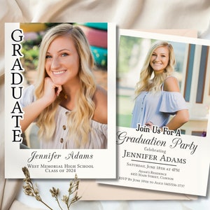 Simple Graduation Party Invitation, Graduation Invitation 2025 Template, Modern Graduation Announcement, High School Graduation Invite Photo