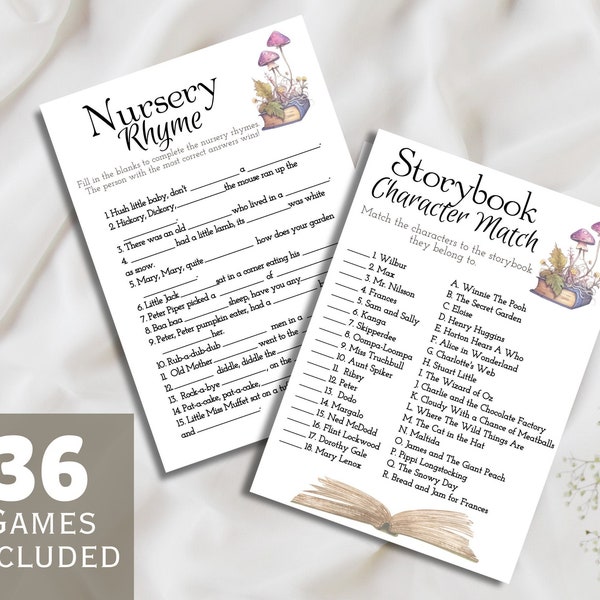 Storybook Baby Shower Game, Storybook Baby Shower Bundle, Book Themed Baby Shower Games, Printable Baby Shower Games, Book Baby Shower Games