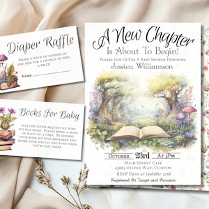 Storybook Baby Shower Invitation, Storybook Baby Shower Bundle, A New Chapter Begins Baby Shower, Book Theme Baby Shower Invite, Book Invite