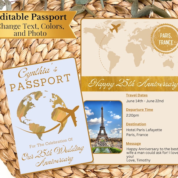 Printable Passport Template, Passport Invitation, Surprise Trip Ticket, Surprise Birthday Trip, Passport Invite, Boarding Pass Invitation