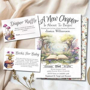 Storybook Baby Shower Invitation, Storybook Baby Shower Bundle, A New Chapter Begins Baby Shower, Book Theme Baby Shower Invite, Book Invite