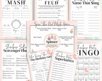 Slumber Party Game Bundle, Printable Slumber Party Games, Girl Sleepover Party Games, Pajama Party Games, Tween Slumber Party Games