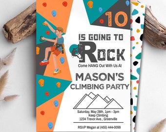 Editable Boy Rock Climbing Birthday Invitation, Printable Rock Wall Party Invitation, Climbing Wall Birthday Invite, Rock Climbing Invite