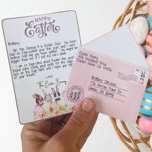 Carta de conejo de Pascua para imprimir, nota de conejo de Pascua editable, carta de Pascua personalizada, carta de conejo de Pascua, carta oficial de Pascua
