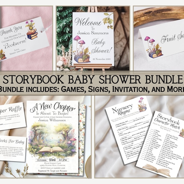Storybook Baby Shower Bundle, Storybook Baby Shower Decorations, Book Themed Baby Shower Bundle, Baby Shower Book Theme, Unique Baby Shower