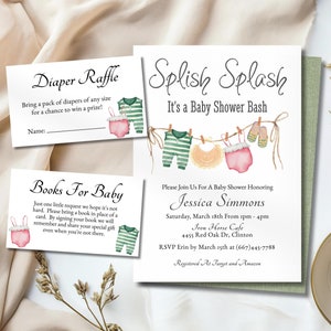 Splish Splash Baby Shower Invitation, Baby Shower Pool Party Invite, Beach Baby Shower Invitation, Simple Summer Baby Shower Invitation