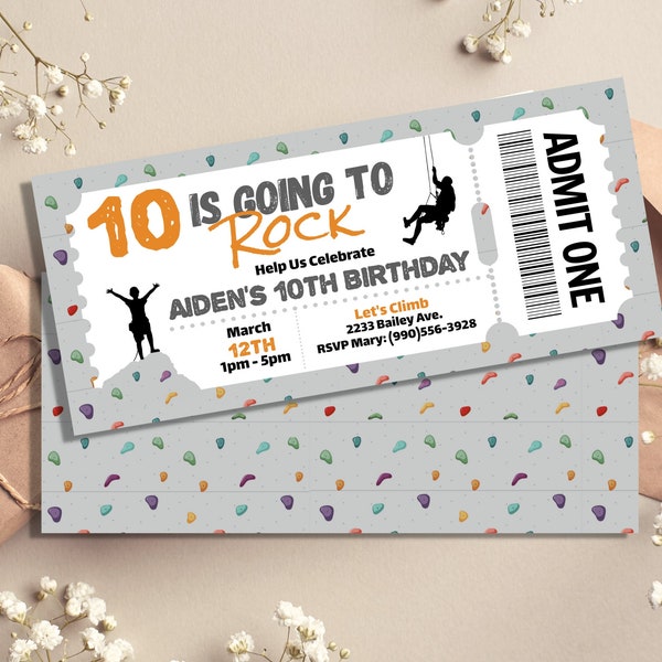 Rock Climbing Invitation, Rock Climbing Party Invite, Rock Climbing Ticket Invitation, Climbing Birthday Invitation, Adventure Park Invite