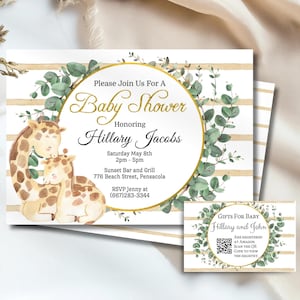 Giraffe Baby Shower Invitation, Safari Baby Shower Invitation, Greenery Giraffe Baby Shower Invite, Gender Neutral Giraffe Baby Shower