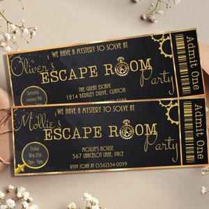 Escape Room Party Invitation, Editable Mystery Party Invitation, Printable Escape Room Ticket Invitation, Escape Room Birthday Invitation