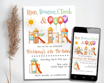 Playground Birthday Invitation, Playground Birthday Party Invitation, Park Birthday Invitation, Backyard Birthday Invitation, Outdoor Party