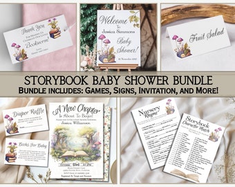 Verhalenboek baby shower bundel, verhalenboek baby shower decoraties, boek thema baby shower bundel, baby shower boek thema, unieke baby shower
