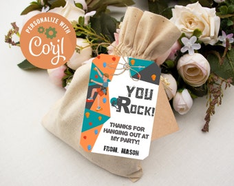 Rock Climbing Favor Tags, Rock Climbing Party Decor, Rock Climbing Party Favors, Boy Climbing Favor Tags, Printable Climbing Thank You Note