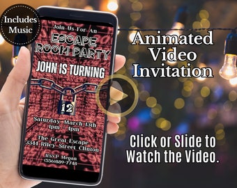 Digital Escape Room Party Invitation, Video Escape Room Invite, Animated Escape Room Birthday Invitation, Mystery Birthday Party Invitation