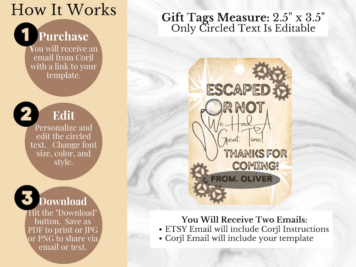Escape Room Thank You Tag, Escape Room Party Favor, Escape Room Thank