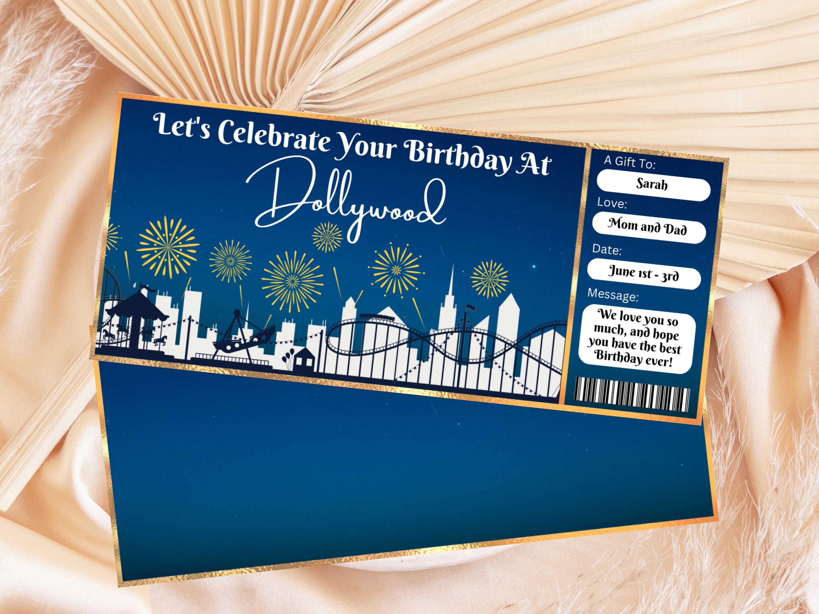 Editable Theme Park Ticket Template Printable Amusement Park Gift Editable Theme Park Ticket Template Printable Amusement Park Gift