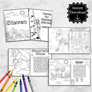 Rock Climbing Party Favor, Personalized Party Favor, Mini Rock Climbing Coloring Book, Rock Climbing Party Supplies, Printable Party Favor