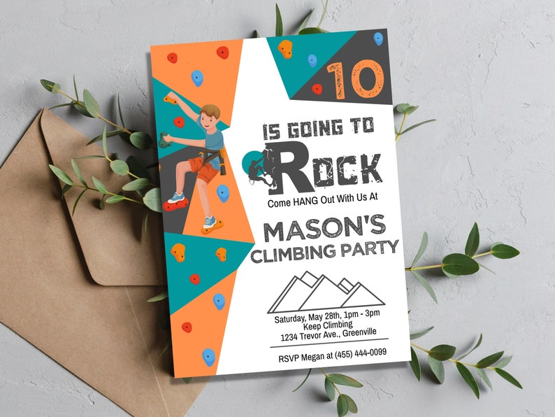 Editable Boy Rock Climbing Birthday Invitation Printable Rock - Etsy