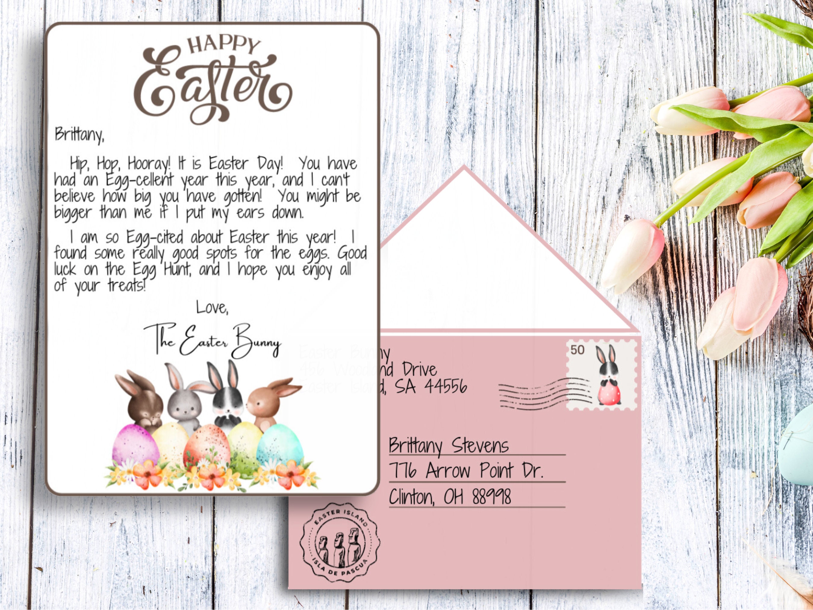 Printable Easter Bunny Letter and Envelope, Letter From the Easter ...
