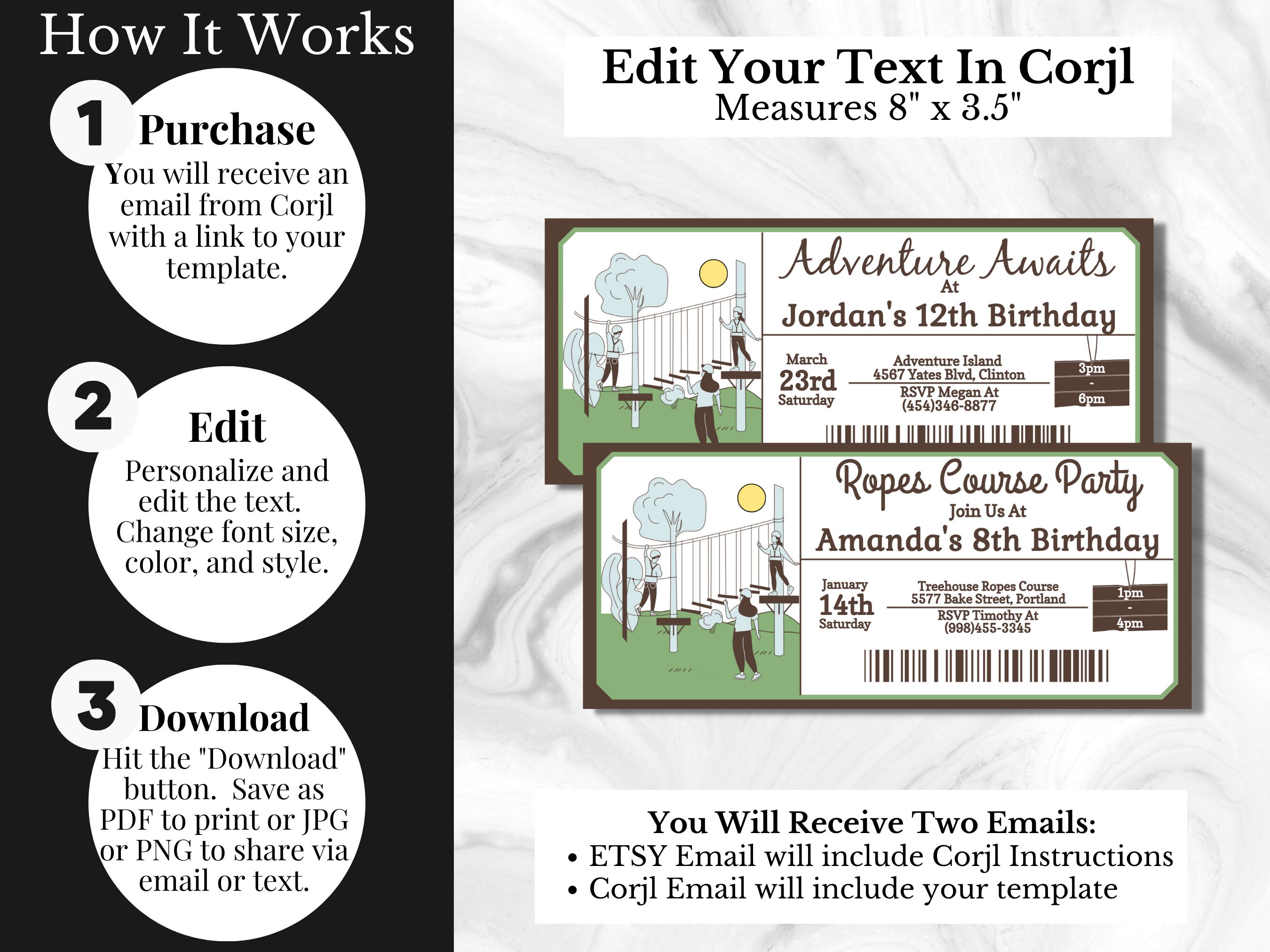 Ropes Course Birthday Invitaion, Zip Line Invitation, Ropes Course ...