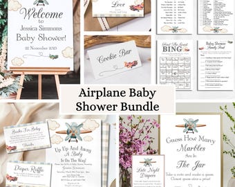 Airplane Baby Shower Decoration, Up UP And Away Baby Shower, Airplane Baby Shower Bundle, Travel Theme Baby Shower Bundle, Plane Baby Shower