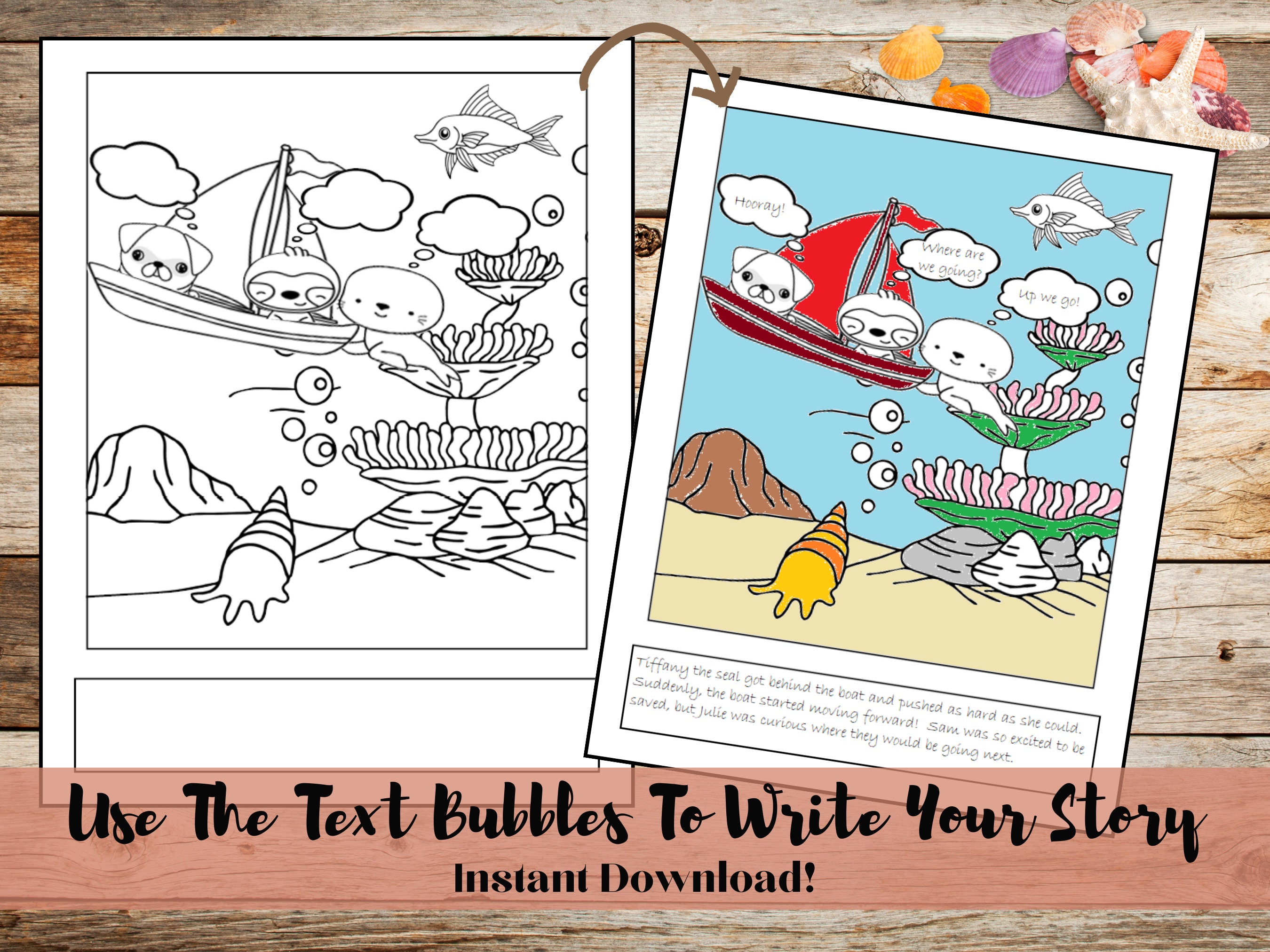 Kids Personalized Printable Coloring Book Color and Create - Etsy