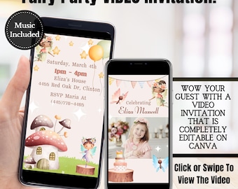Fairy Video Invitation, Animated Fairy Birthday Invitation, Fairy Birthday Party Invitation With Photo, Enchanted Fairy Party Invitation